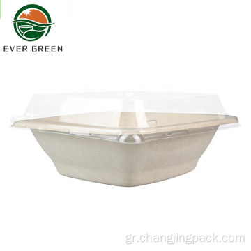 Bagasse Pulp Salad Container Square Bowl Food Container